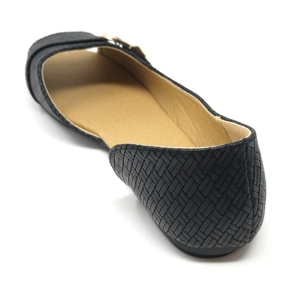 Open Toe Ballet Flats, Womens Slip On B-2859 Black - Picture 4 of 4